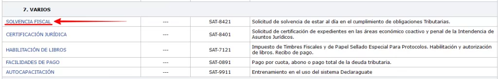 acceso al formulario declaraguate solvencia fiscal SAT Guatemala