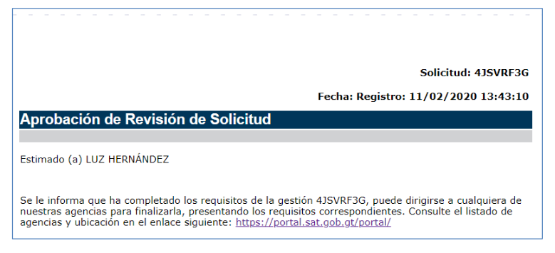 aprobación solicitar NIT en línea SAT Guatemala
