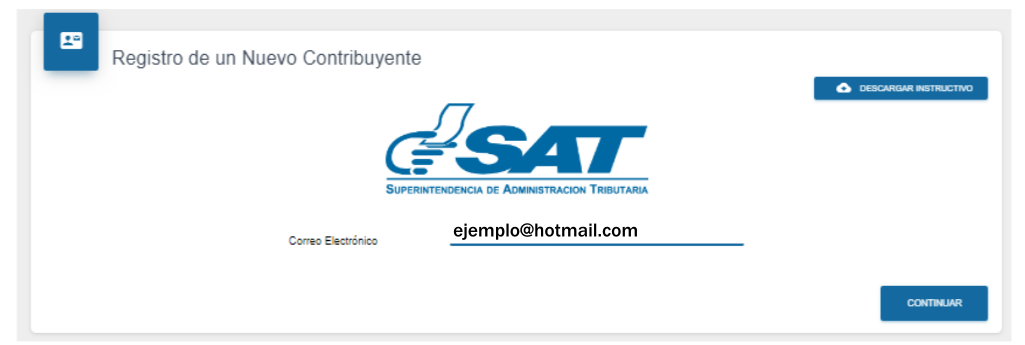 registro correo eléctronico en SAT Guatemala para tramitar el NIT online