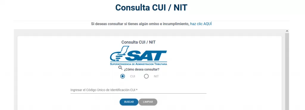consultar CUI en el portal SAT o consultar número NIT en el SAT en línea