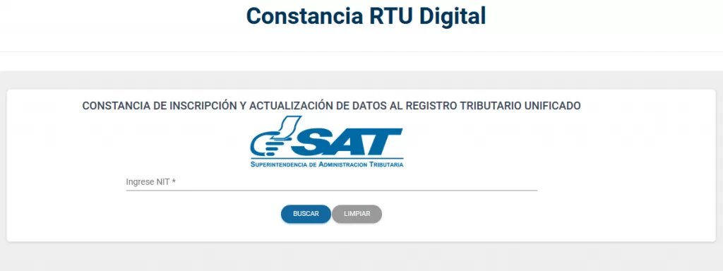 Constancia de inscripción y actualización de datos al registro tributario unificado RTU