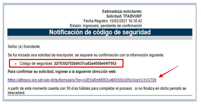 tramitar NIT en línea Guatemala, confirmación por correo electrónico