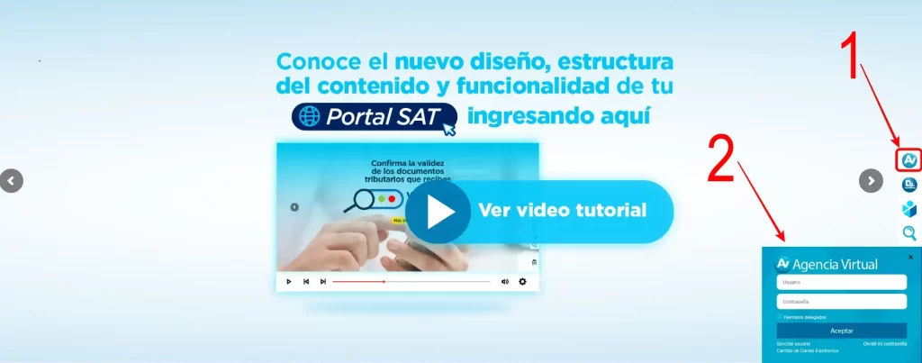 acceso Agencia Virtual SAT para libro electrónico SAT