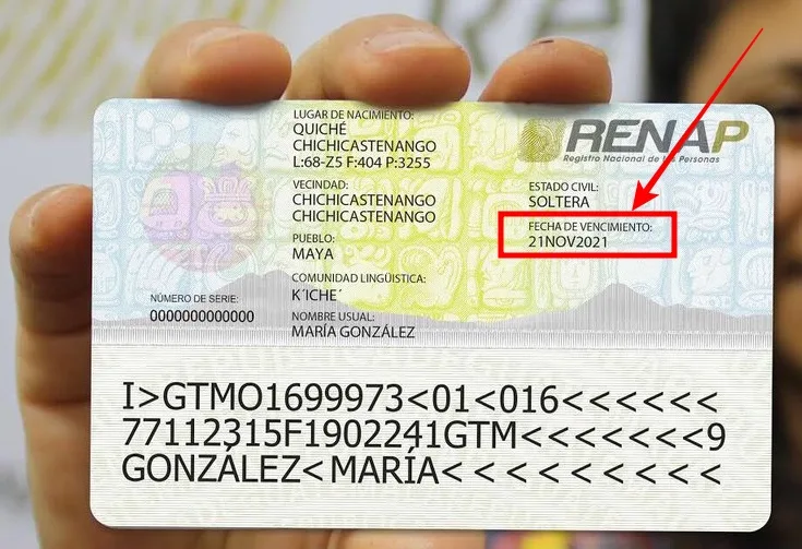 fecha de vencimiento del DPI en Guatemala