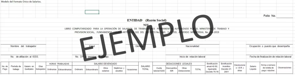 ejemplo de libro de salarios en Guatemala descargar desde el Ministerio de Trabajo