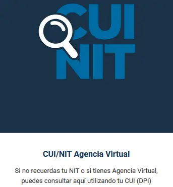consulta nit cui en portal SAT con Agencia Virtual en línea de manera electrónica