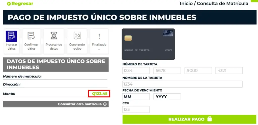 pago en línea del IUSI en la municipalidad de Guatemala a través de muniguate.com con tarjeta de débito o crédito
