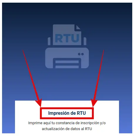 Visitar sección del portal SAT de impresión de RTU para imprimir constancia RTU en línea