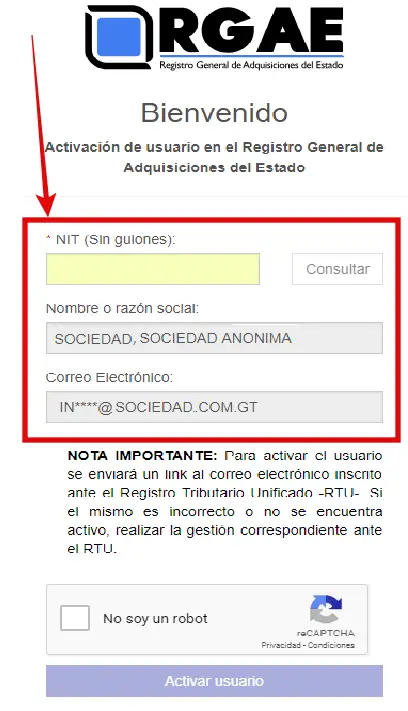 Inscripción el RGAE Guatemala en línea, registro de datos y activar usuario