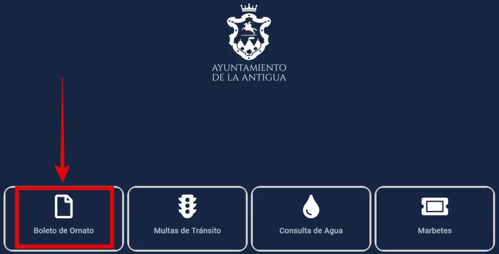 Acceso portal web para pagar el boleto de ornato Antigua Guatemala 