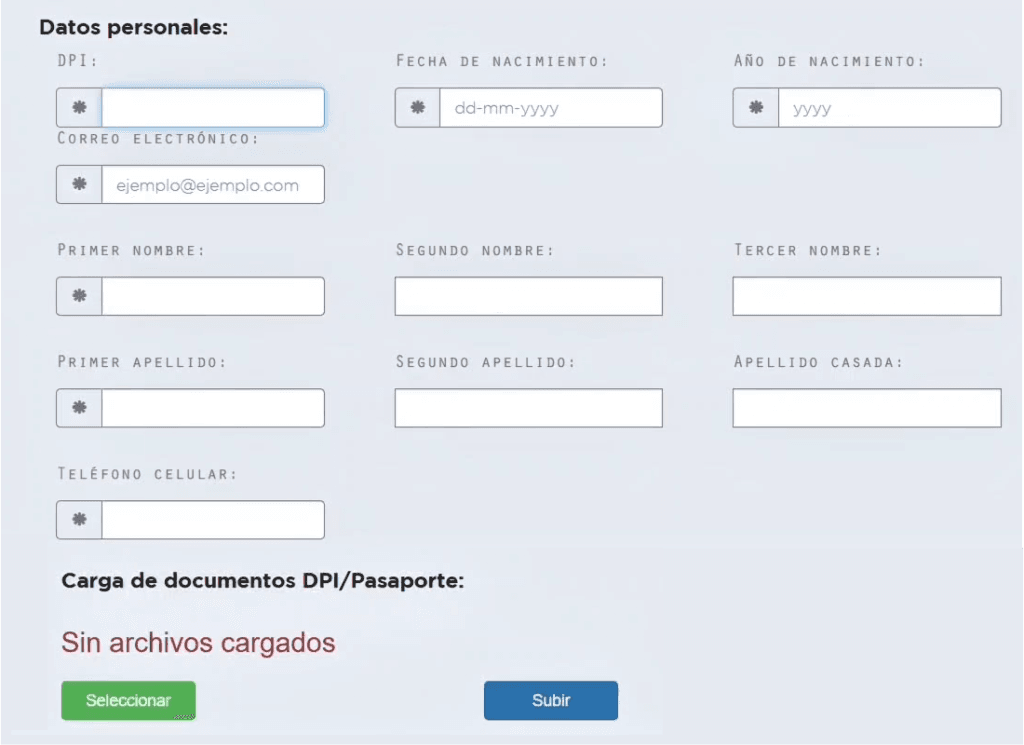formulario para solicitar el certificar RENAS en línea en la web del Ministerio Público