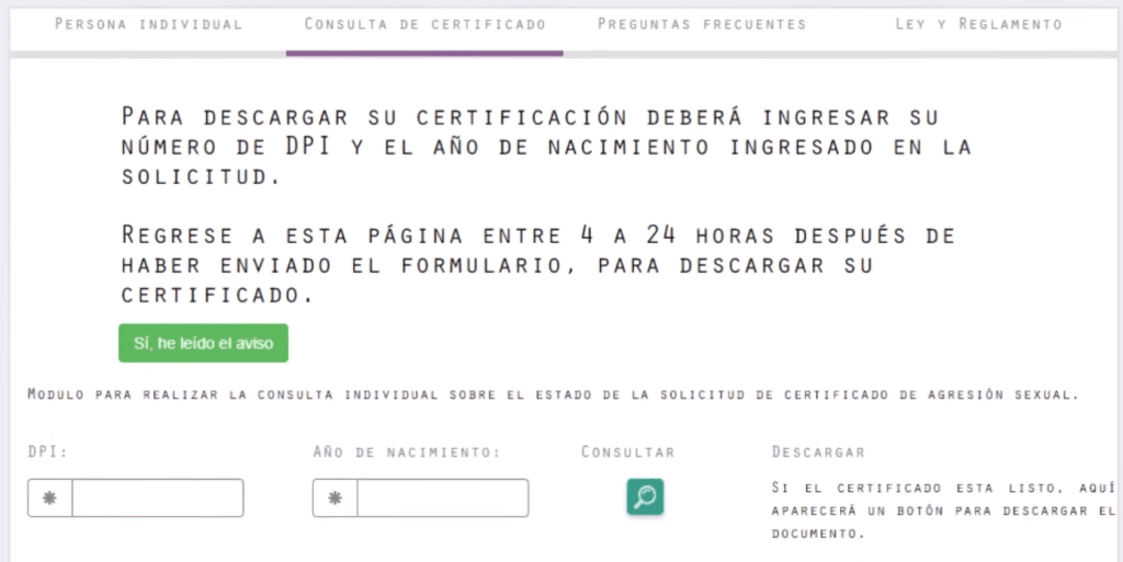 consulta y descarga de certificado RENAS en línea