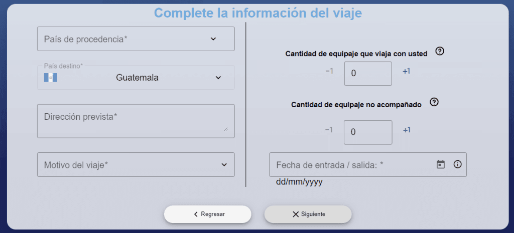 información sobre el formulario Declaración Viajero Electrónica